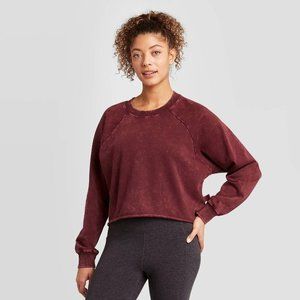 JoyLab French Terry Acid Wash Sweatshirt Plum